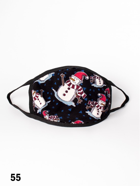 Reversible Snowman Print Jersey Fabric Face Mask